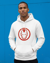 Iron Man Red Helmet Graphic Pullover – Heavyweight Cotton Fleece Superhero Hoodie