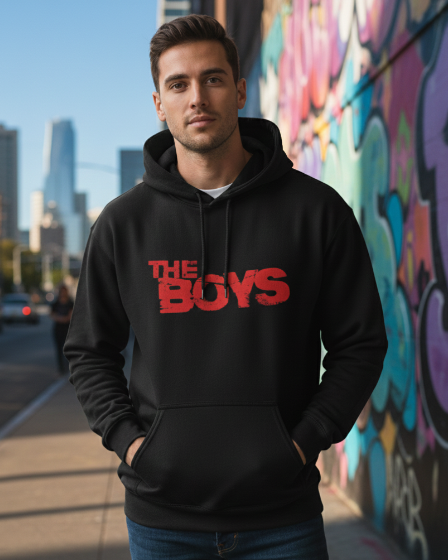 Superhero Satire Black Pullover Hoodie | The Boys TV Show Fan Apparel
