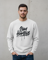 Stay Humble Graffiti Graphic Crewneck Sweatshirt - Men's Urban Streetwear Pullover