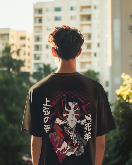 Akaza Blood Moon Oversized Tee – Demon Slayer Villains Edition