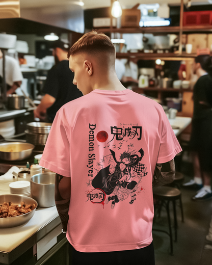 Crimson Moon Oversized Tee – Demon Slayer