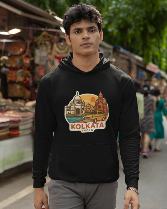Kolkata Cityscape Graphic Hoodie – Retro India Streetwear