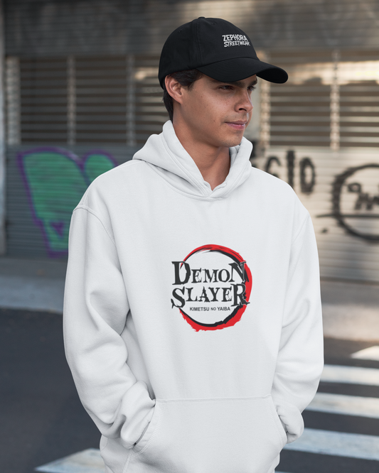 Demon Slayer Logo Hoodie – White