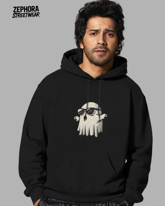Cool Ghost Hoodie – Black Streetwear Pullover with Sunglasses Ghost Graphic