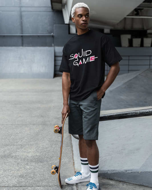 Squid Game Oversized Graphic Tee – Black Streetwear Edition