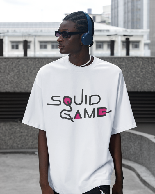 Squid Game Oversized Graphic Tee – White Streetwear Edition