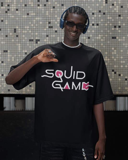 Squid Game Oversized Graphic Tee – Black Streetwear Edition