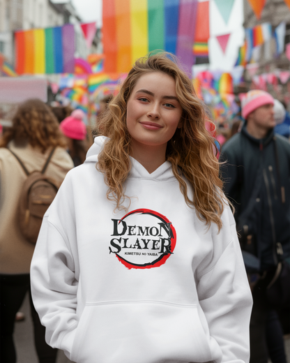 Demon Slayer Logo Hoodie – White