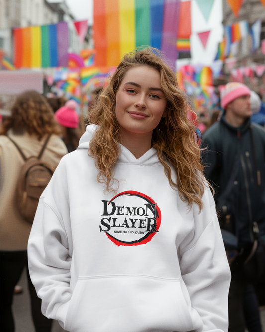 Demon Slayer Logo Hoodie – White