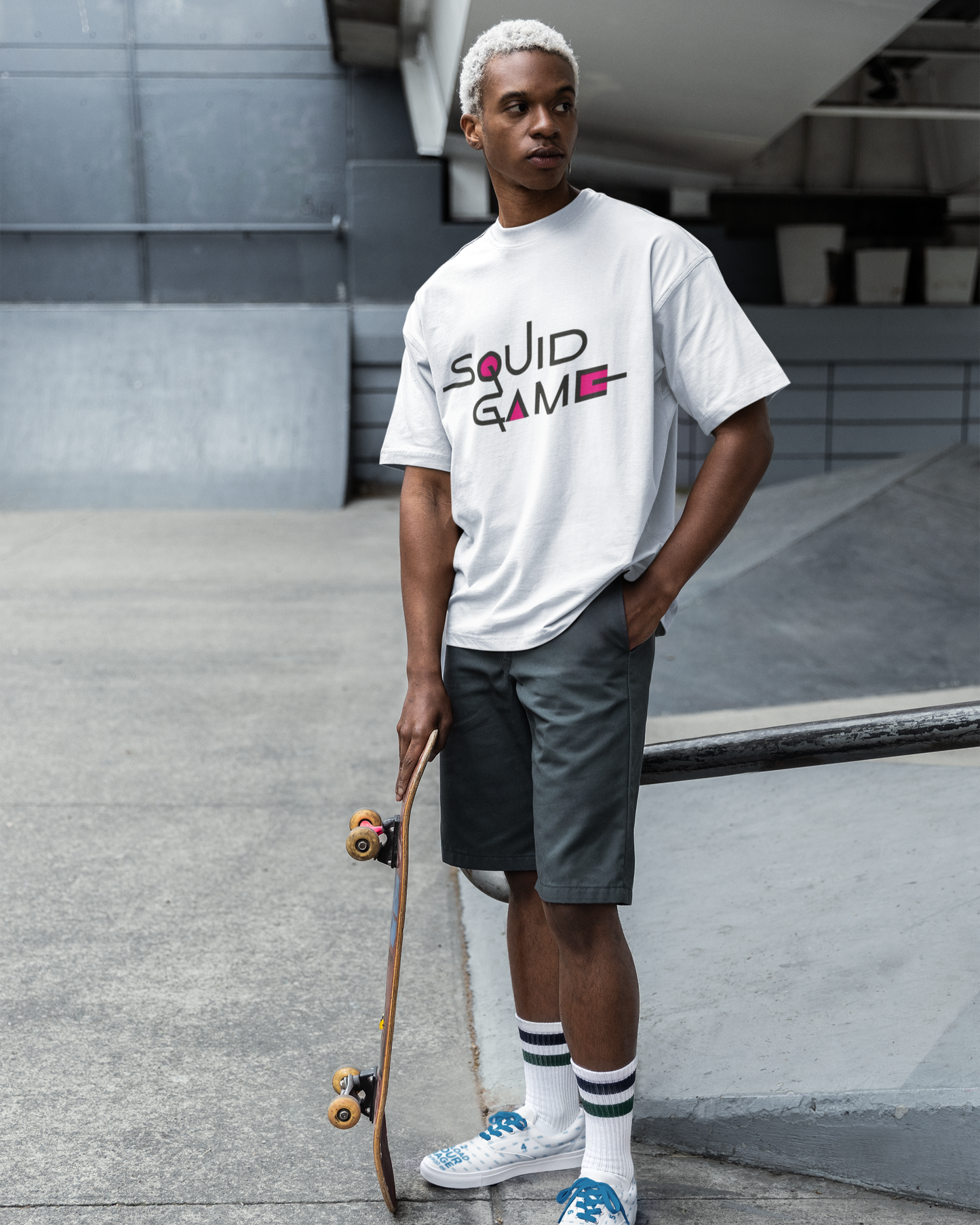 Squid Game Oversized Graphic Tee – White Streetwear Edition