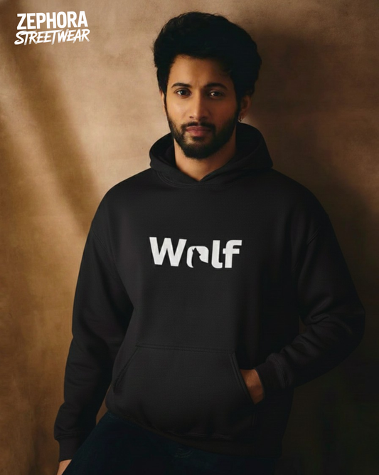Wolf Graphic Hoodie – Minimal Black Streetwear Pullover
