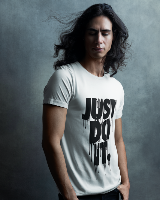Just Do It Drip Font White Graphic Tee