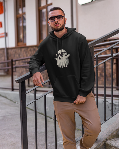 Cool Ghost Hoodie – Black Streetwear Pullover with Sunglasses Ghost Graphic